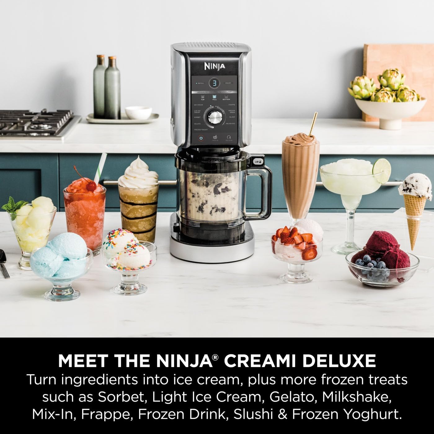 Ninja CREAMi Deluxe صانعة آيس كريم ومشروبات 10 في 1