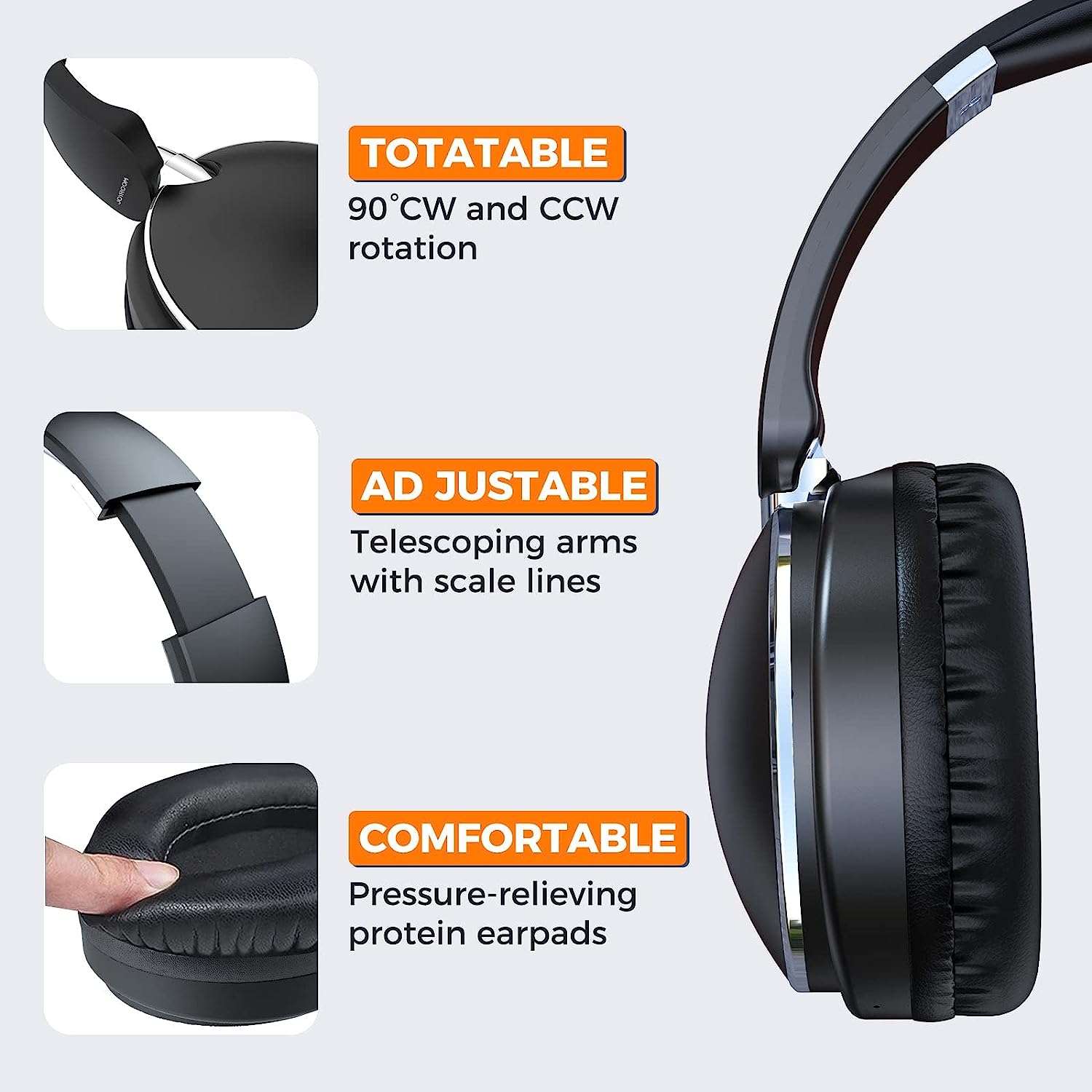 Joyroom Foldable Wireless Bluetooth Deep Bass Stereo Headphone - Black