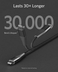 Anker PowerLine & II USB C to Lightning Cable 6ft Durable & Fast - Black