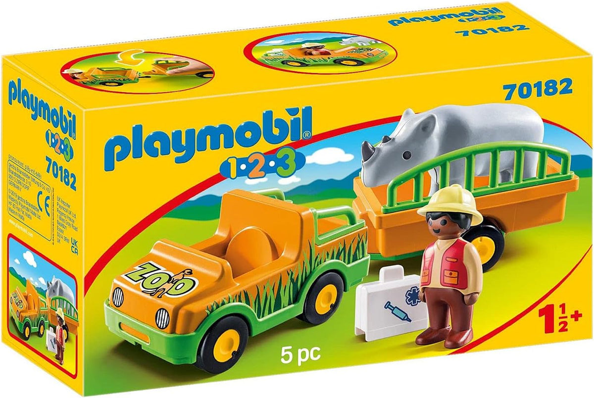 Playmobil 1.2.3 Zoo Vehicle with Rhino | Goseel Store Playmobil 1.2.3 Zoo Vehicle with Rhino | Goseel Store