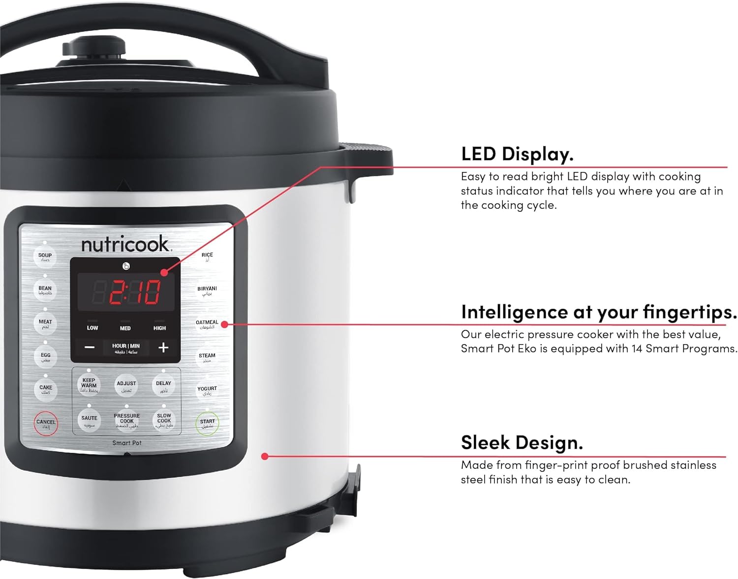 Nutricook Smart Pot Eko 6L / Electric Pressure Cooker - Silver Nutricook Smart Pot Eko 6L / Electric Pressure Cooker - Silver