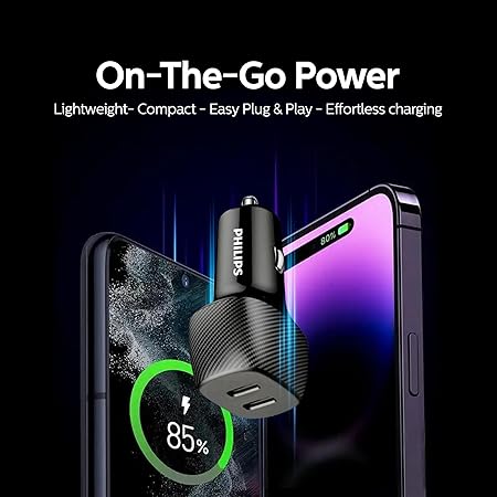 Philips DLP5522C 60W Dual USB-C Car Charger Fast Charging Philips DLP5522C 60W Dual USB-C Car Charger Fast Charging
