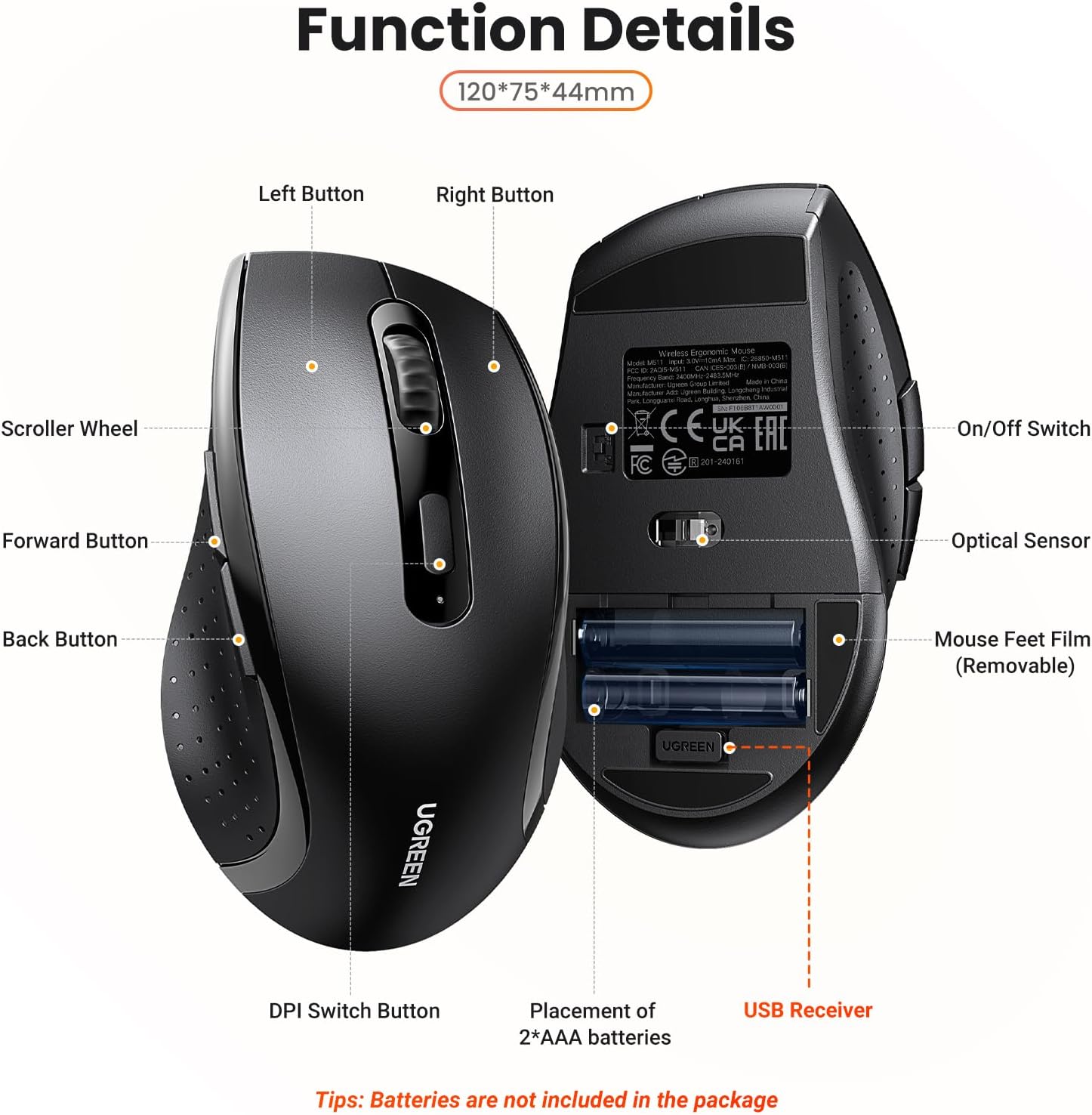 UGREEN 2.4G Wireless Mouse, 6 Buttons, 1600 DPI & 12M Battery UGREEN 2.4G Wireless Mouse, 6 Buttons, 1600 DPI & 12M Battery