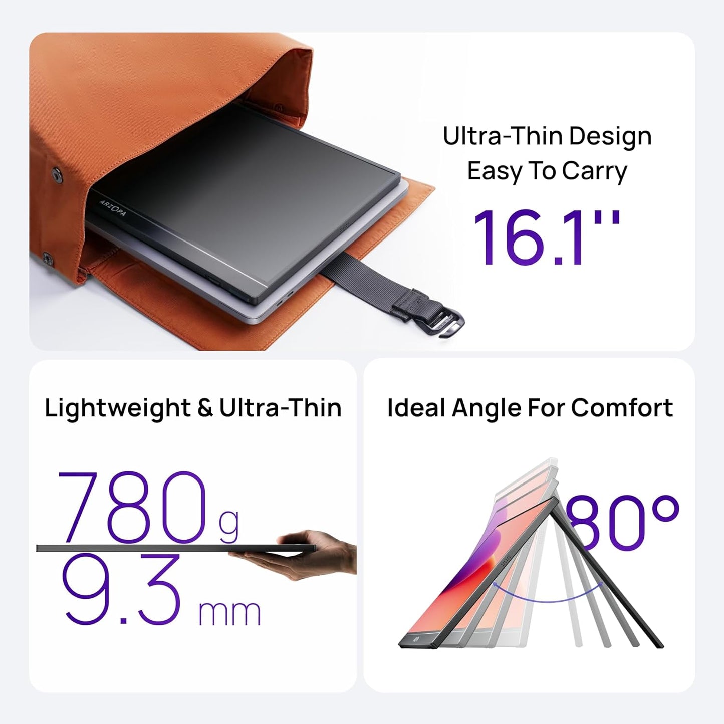 شاشة Arzopa Z1C محمولة 16.1" FHD | 100% sRGB