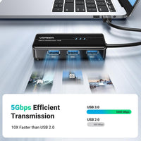 UGREEN Hub USB 3.0 مع منفذ إيثرنت جيجابت و3 منافذ USB - متوافق مع Mac وPC