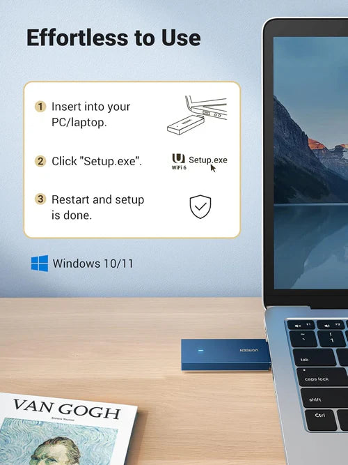 محول واي فاي UGREEN AX1800 Wi-Fi 6 مزدوج النطاق USB