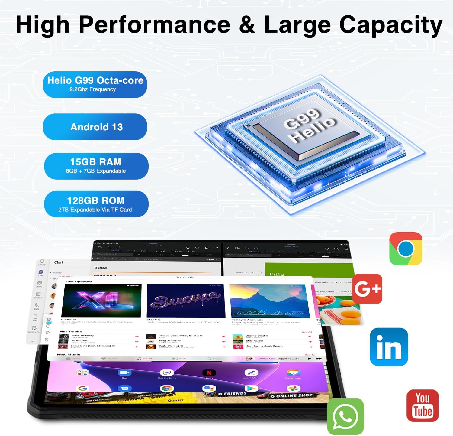 DOOGEE R10 Tablet PC 8GB RAM (8GB+Up to 7GB Extended RAM) & 128GB ROM