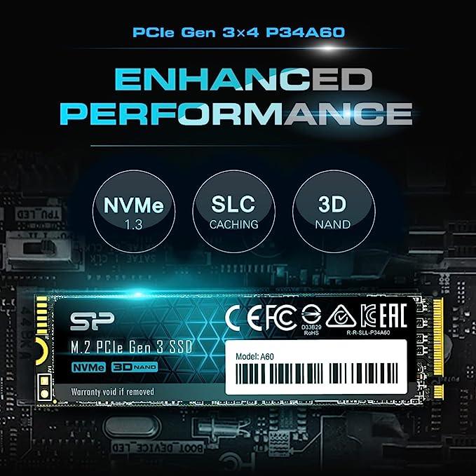 قرص صلب Silicon Power M.2 NVME سعة 128 جيجابايت A60