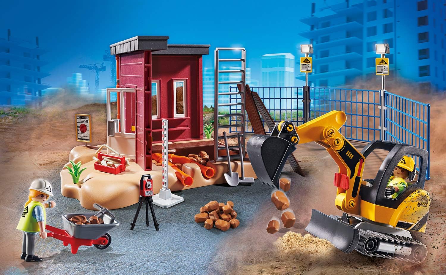 Playmobil Mini Excavator with Construction Site - Toy for Kids