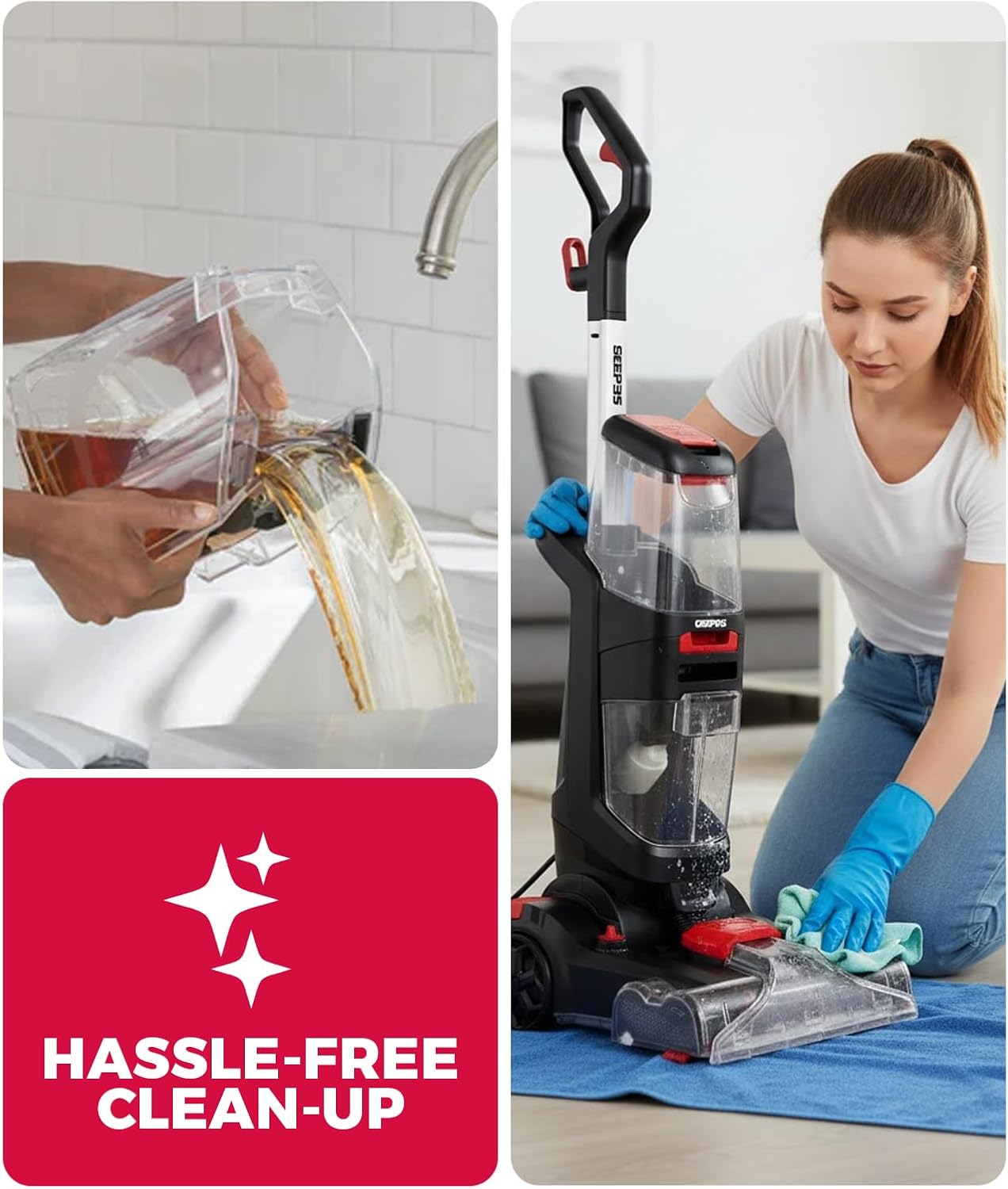 Geepas Carpet Washer GCW19060 - 800W Dual Brush Deep Cleaning Machine