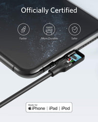 كابل Anker PowerLine C إلى Lightning بزاوية قائمة بطول 6 أقدام - أسود 