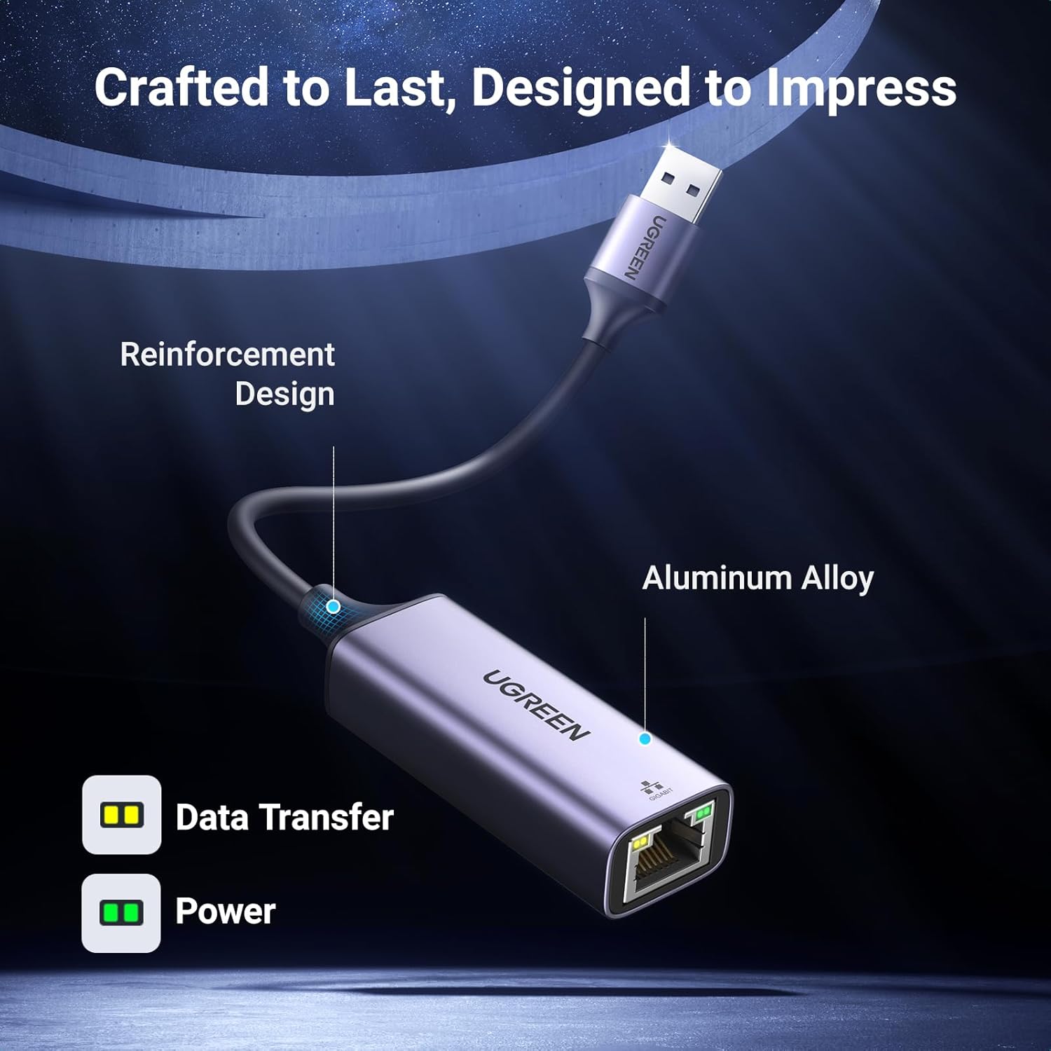 UGREEN USB 3.0 to Gigabit Ethernet Adapter – Aluminum Shell UGREEN USB 3.0 to Gigabit Ethernet Adapter – Aluminum Shell