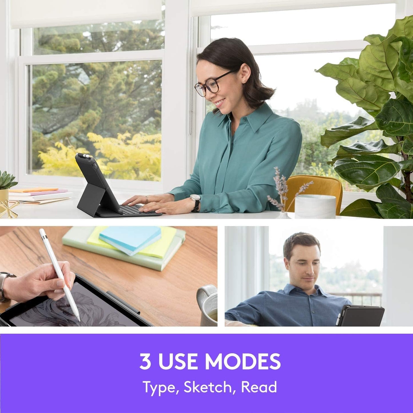 Logitech Slim Folio - لوحة مفاتيح عربية لجهاز ايباد الجيل العاشر