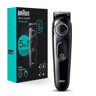 Braun Series 3 : 5-in-1 Men's Grooming Kit with Ultra-Sharp Blade, 40 Length Settings - Black