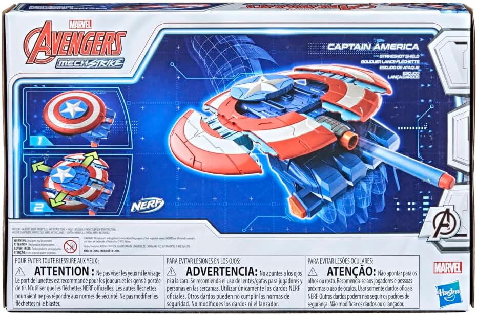 Hasbro Captain America Mech Strike Shield with 3 NERF Darts Hasbro Captain America Mech Strike Shield with 3 NERF Darts
