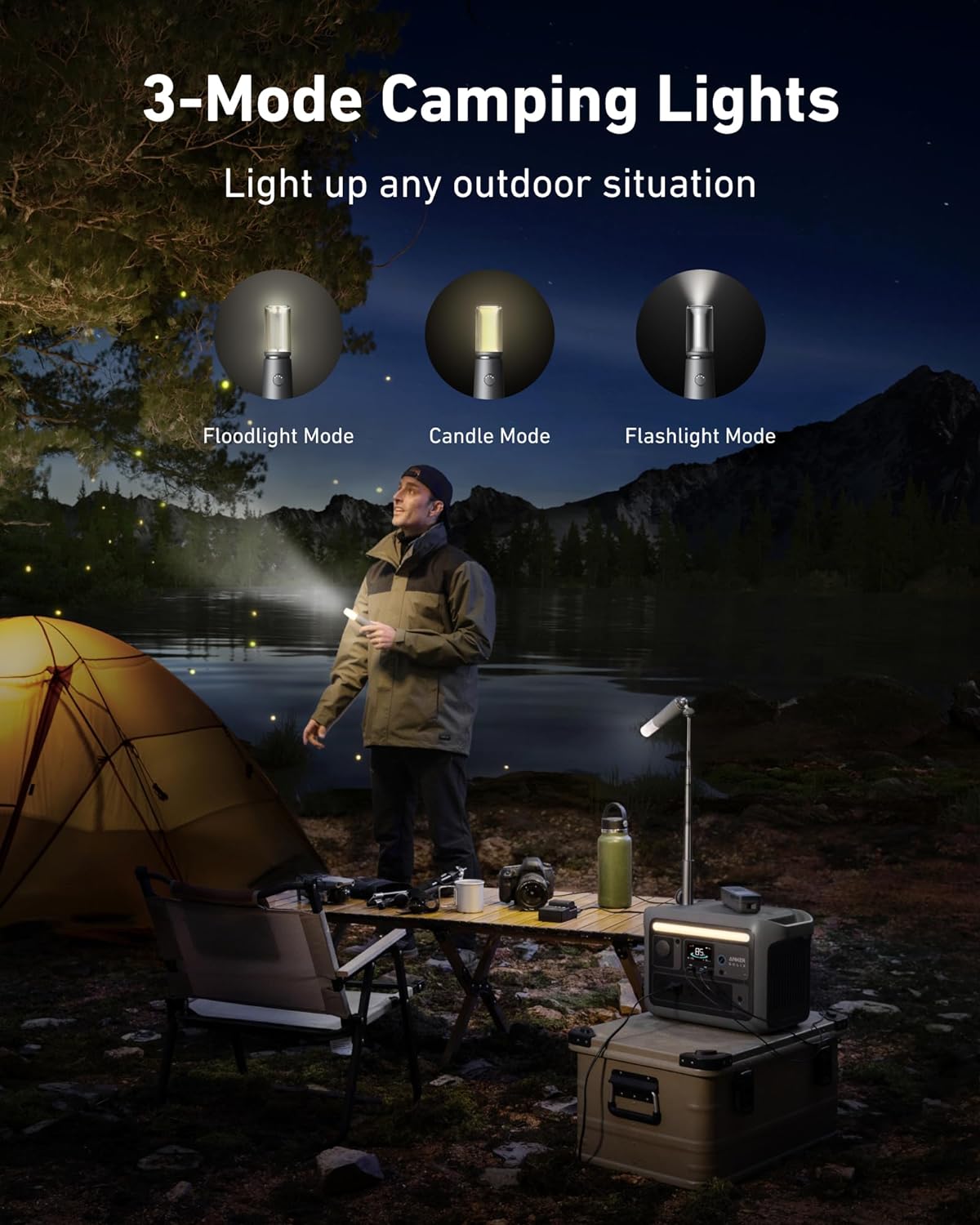 Anker SOLIX C800 Plus - 1200W Portable Power Station with Camping Lights