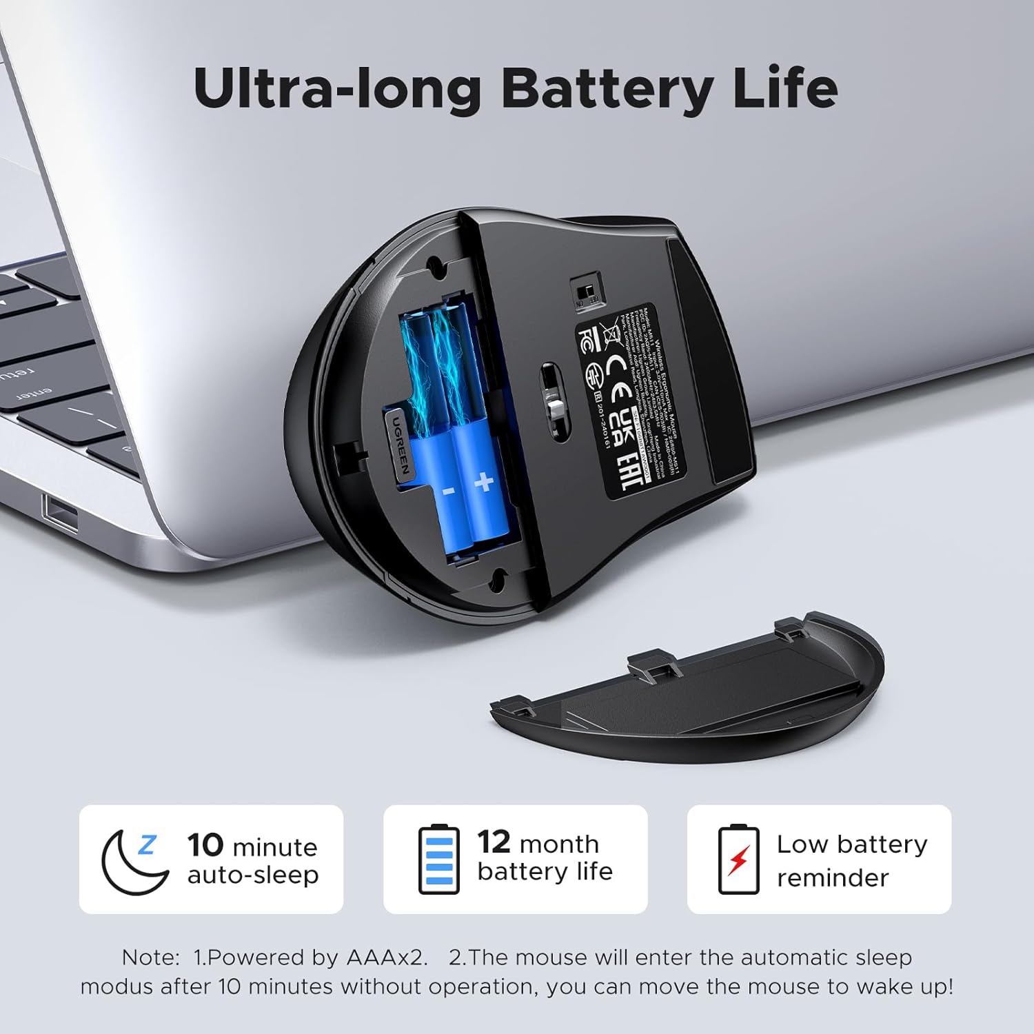 UGREEN 2.4G Wireless Mouse, 6 Buttons, 1600 DPI & 12M Battery