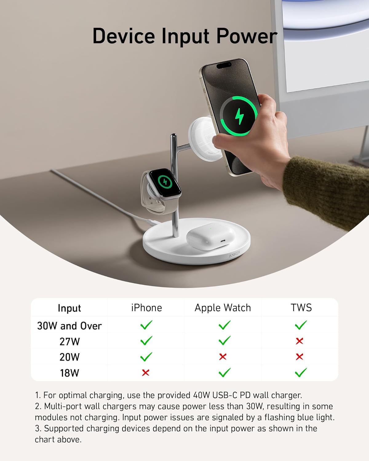 Anker MagGo 3 in 1 MagSafe Wireless Charging Station Qi2 15W