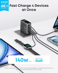 شاحن لابتوب أنكر 140 واط بـ 4 منافذ مع كابل USB-C