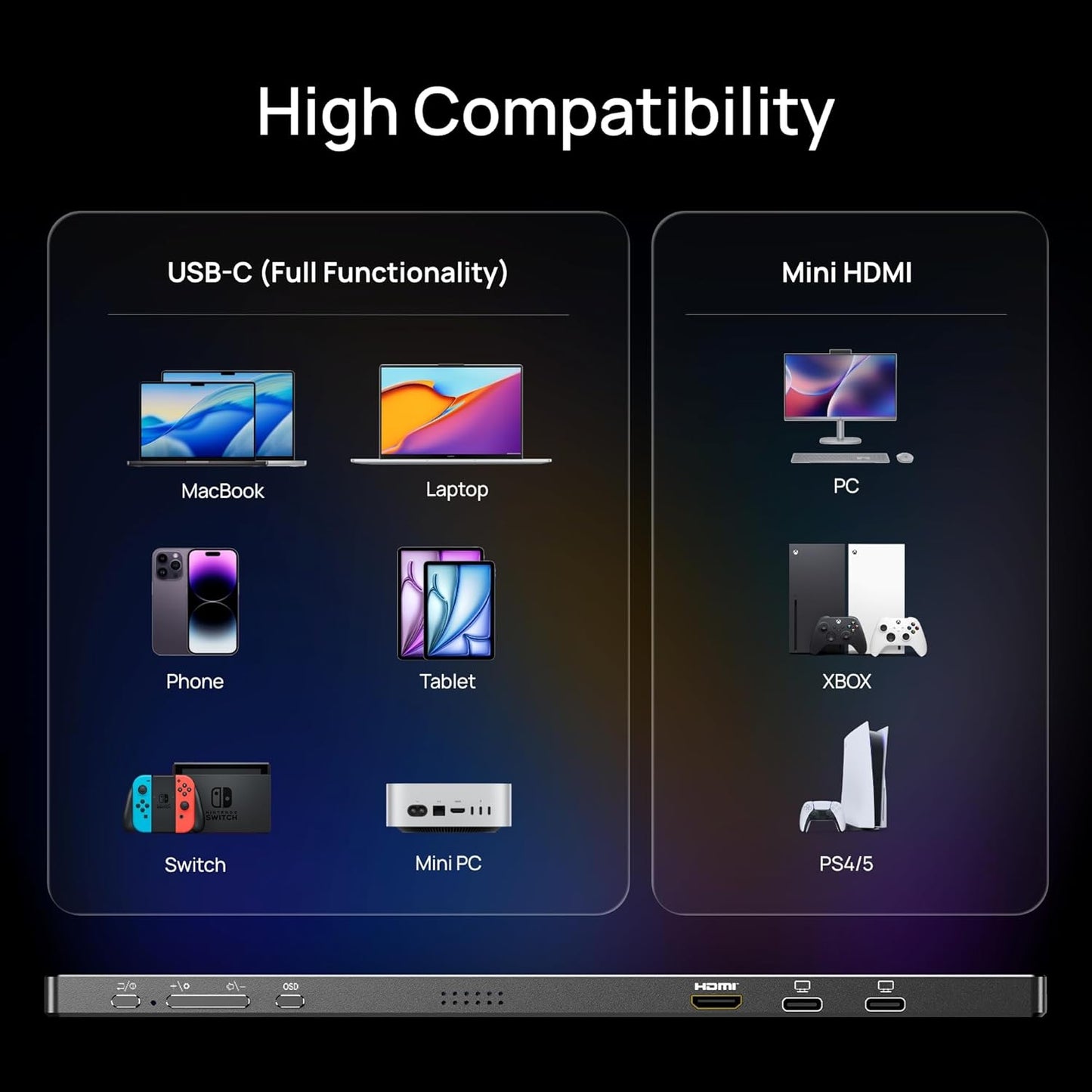 Arzopa Z1RC | 16" 2.5K Portable Monitor with 500nits 8bit Display