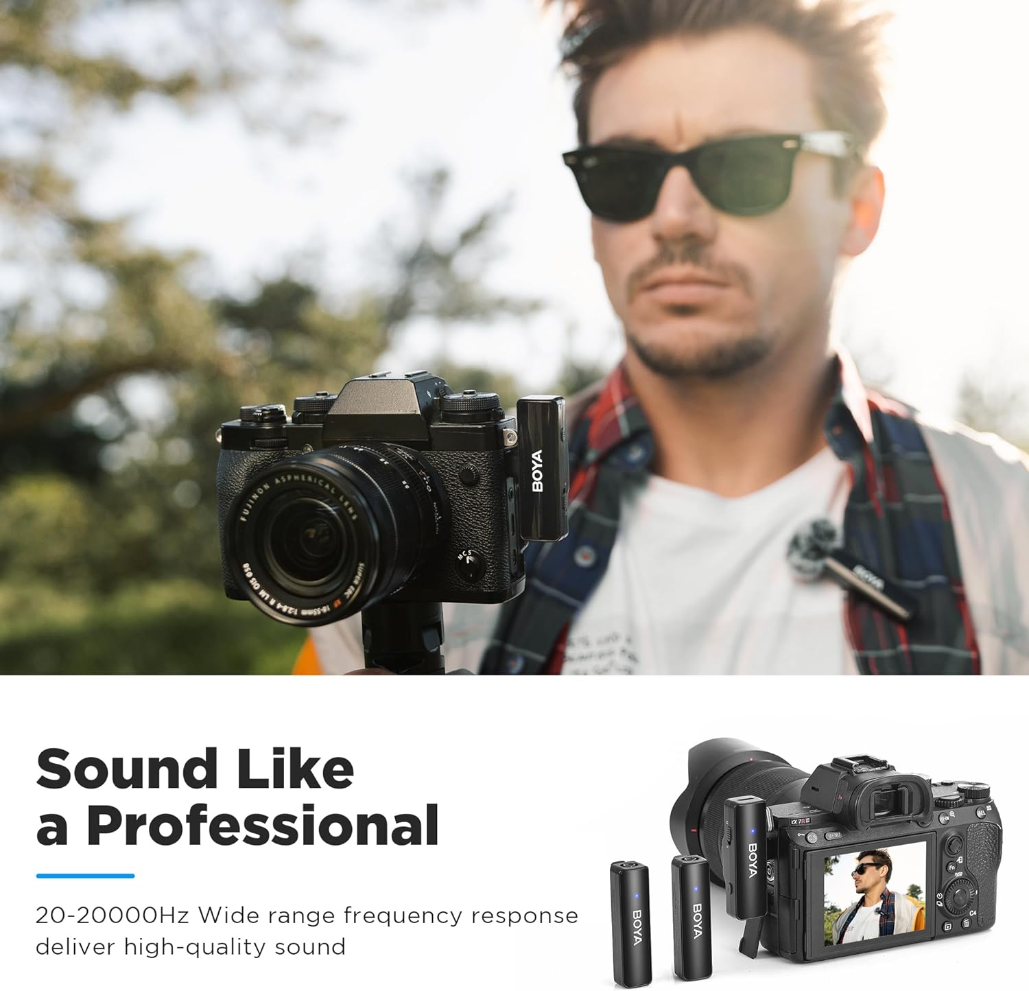 Boya BOYALINK Wireless Lavalier Microphone 2.4GHz Dual Channel Lapel Microphone System for Smartphones Boya BOYALINK Wireless Lavalier Microphone 2.4GHz Dual Channel Lapel Microphone System for Smartphones