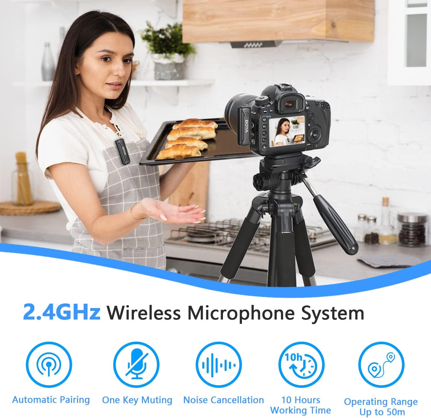BOYA 2.4GHz AUX 3.5mm Wireless Microphone System (One Mic) - Black BOYA 2.4GHz AUX 3.5mm Wireless Microphone System (One Mic) - Black