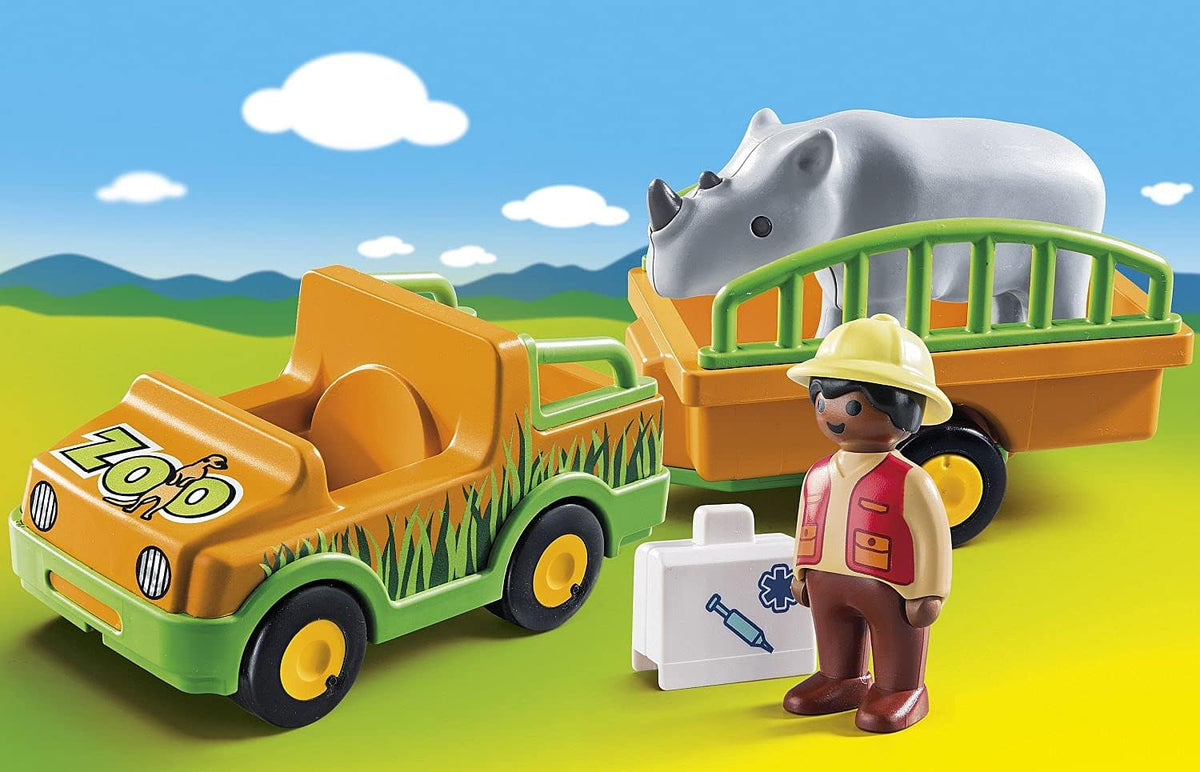 Playmobil 1.2.3 Zoo Vehicle with Rhino | Goseel Store Playmobil 1.2.3 Zoo Vehicle with Rhino | Goseel Store