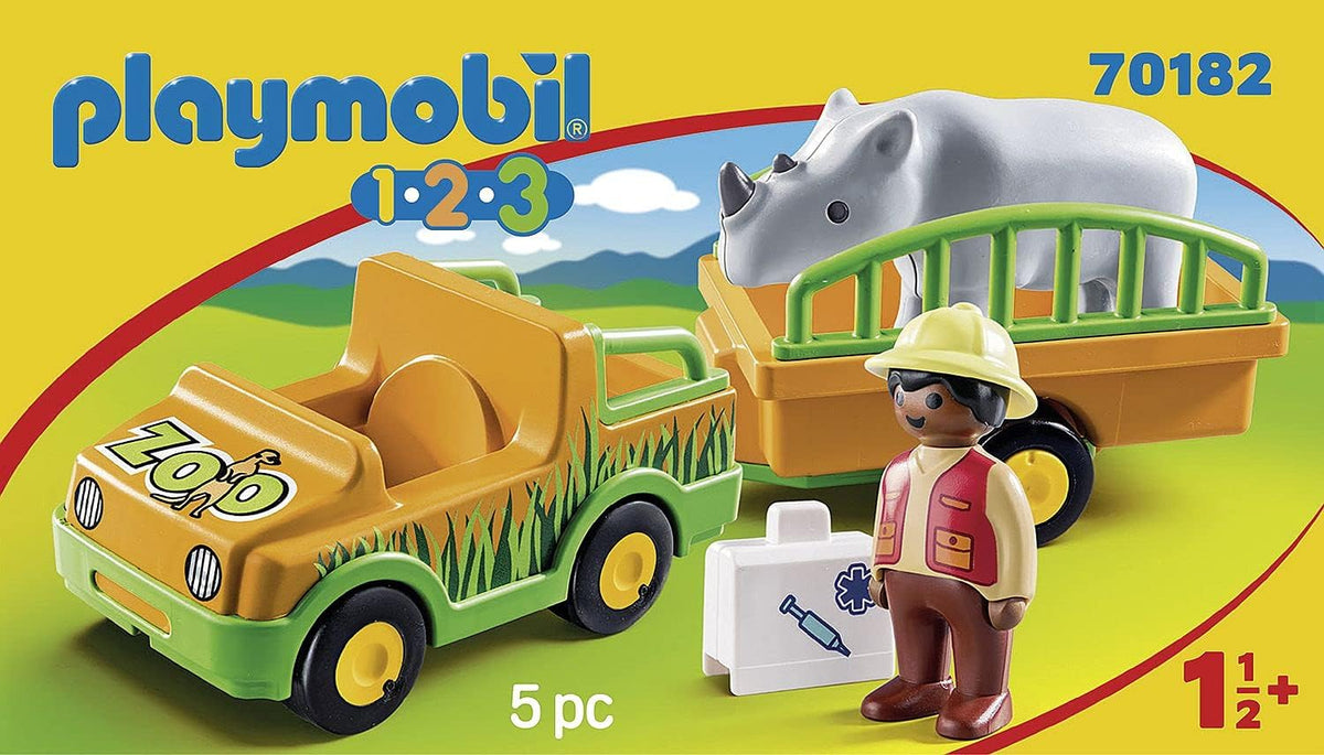 Playmobil 1.2.3 Zoo Vehicle with Rhino | Goseel Store Playmobil 1.2.3 Zoo Vehicle with Rhino | Goseel Store