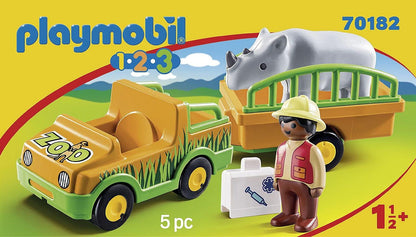 Playmobil 1.2.3 Zoo Vehicle with Rhino | Goseel Store