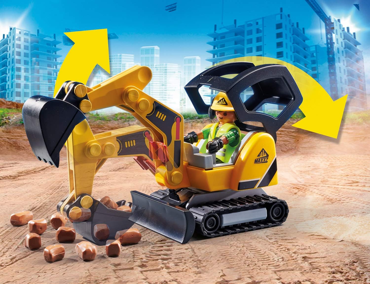 Playmobil Mini Excavator with Construction Site - Toy for Kids