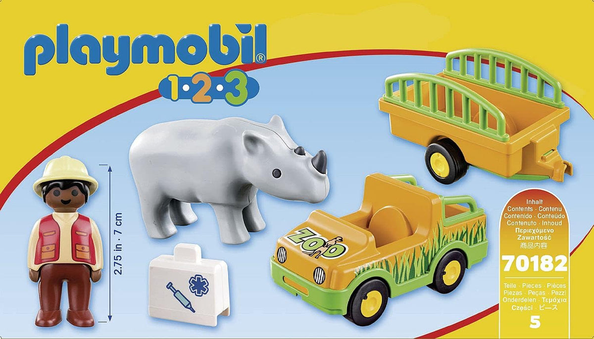 Playmobil 1.2.3 Zoo Vehicle with Rhino | Goseel Store Playmobil 1.2.3 Zoo Vehicle with Rhino | Goseel Store