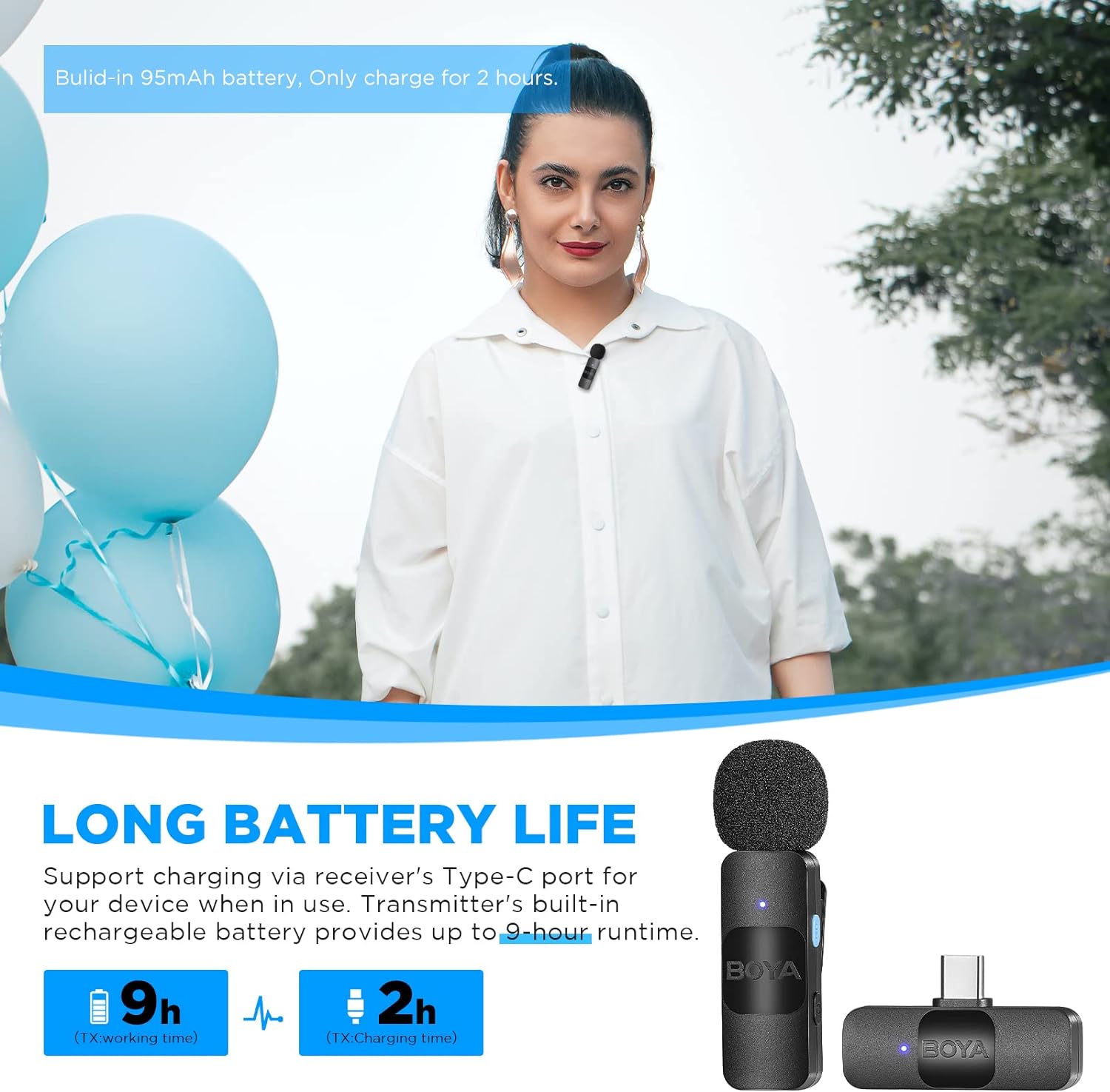 BOYA Ultracompact 2.4GHz Type-C Wireless Microphone System - Black BOYA Ultracompact 2.4GHz Type-C Wireless Microphone System - Black