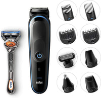 Braun: 9-in-1 Men's Grooming Kit ,Beard Trimmer, Hair Clippers, Ear & Nose Trimmer - Black/Blue