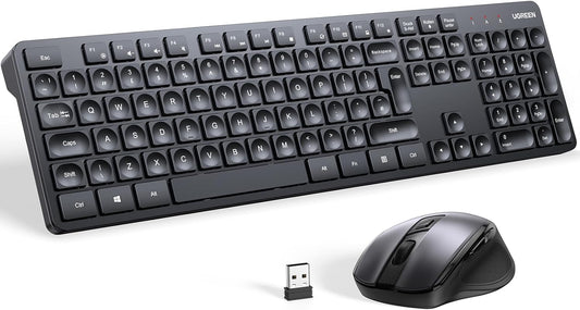 UGREEN MK006 Wireless Keyboard & Ergonomic Mouse Combo, Black