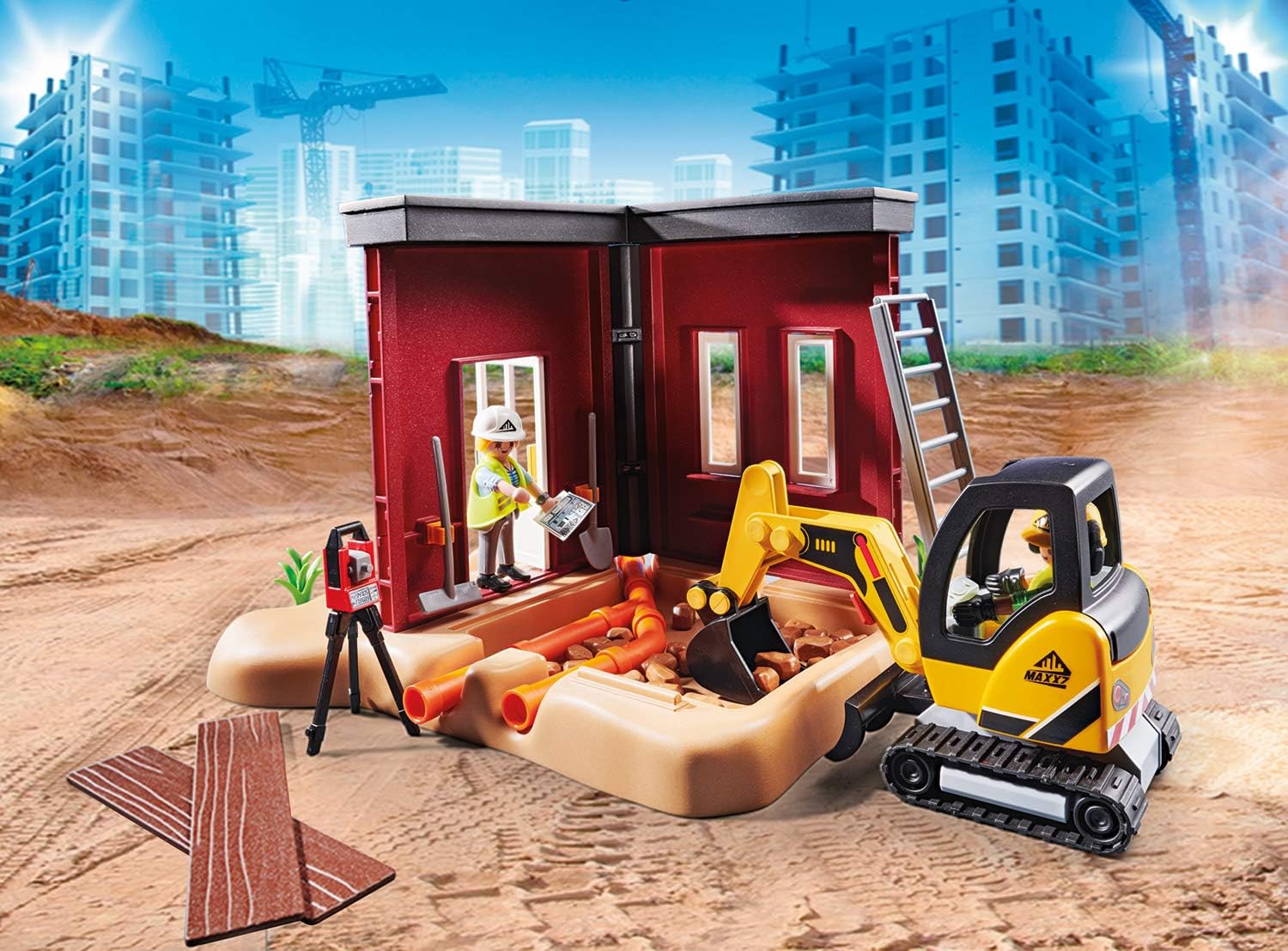 Playmobil Mini Excavator with Construction Site - Toy for Kids