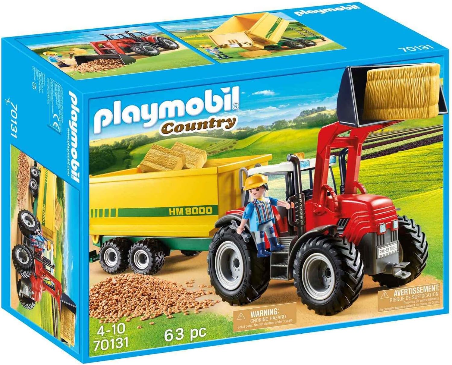 Playmobil Farm Tractor for Kids 4+ with Feed Trailer