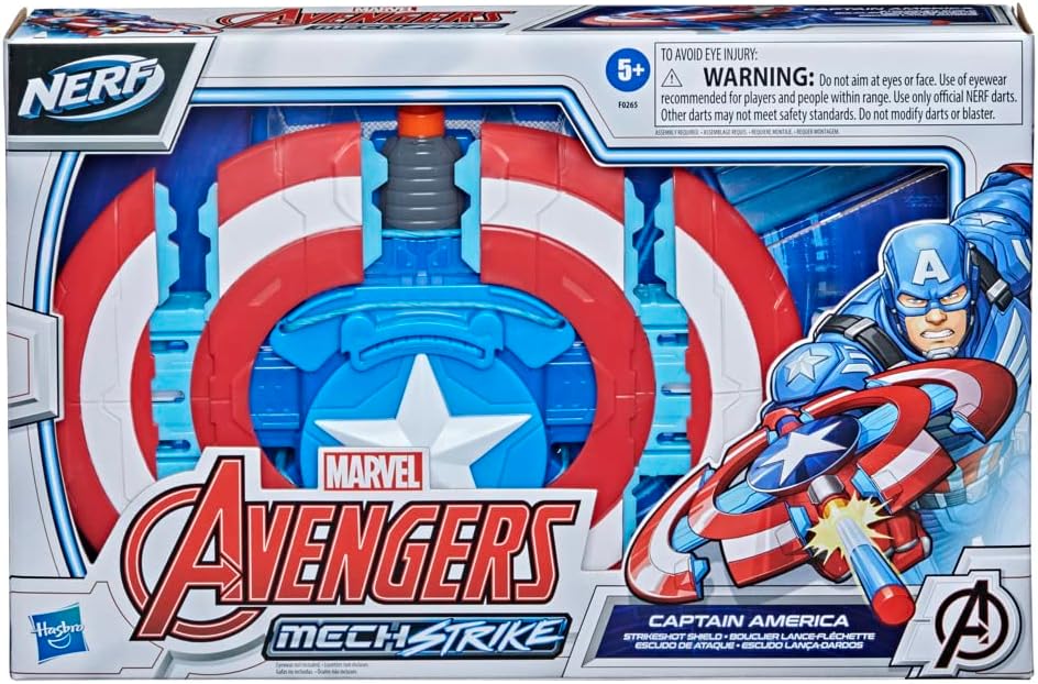 Hasbro Captain America Mech Strike Shield with 3 NERF Darts Hasbro Captain America Mech Strike Shield with 3 NERF Darts