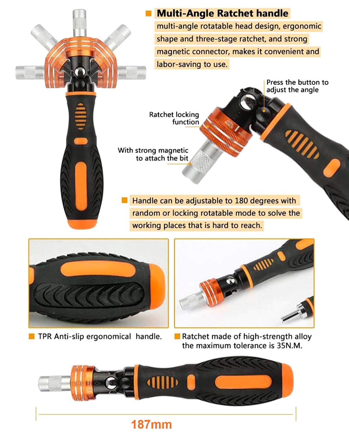 Jakemy multitool household ratchet screwdriver set