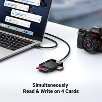 UGREEN قارئ كروت USB 3.0 متعدد – قراءة 4 كروت معًا بسرعة 5Gbps