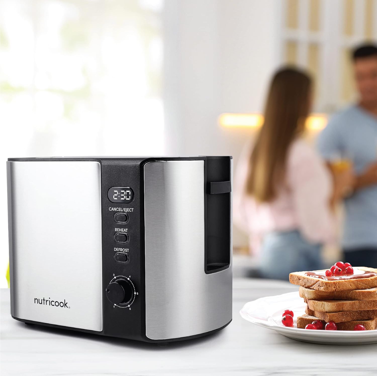 Nutricook Digital Toaster 2 Slice Stainless Steel LED / 800 Watt - Silver Nutricook Digital Toaster 2 Slice Stainless Steel LED / 800 Watt - Silver