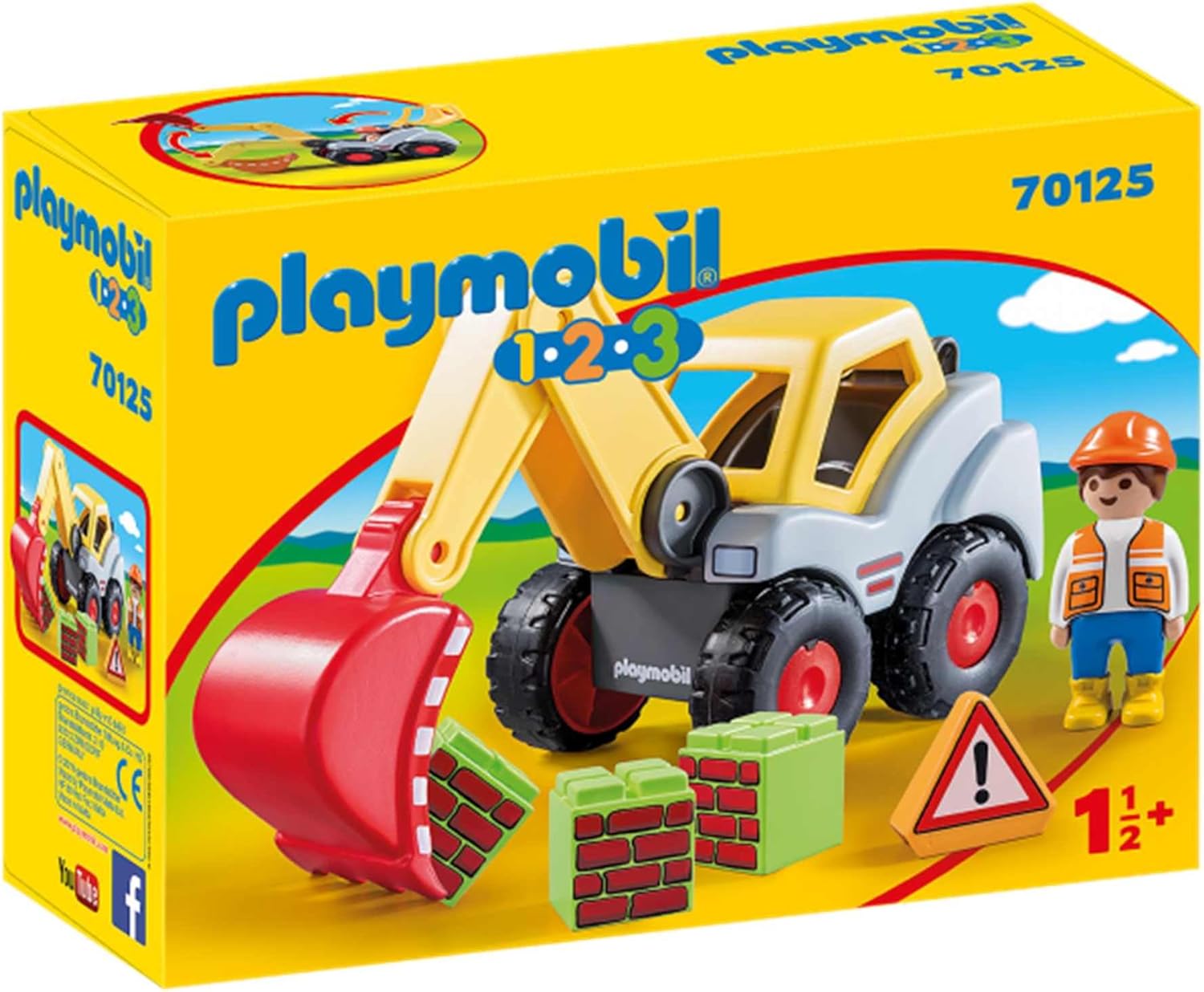 Playmobil 1.2.3 Shovel Excavator - Safe & Fun for Toddlers