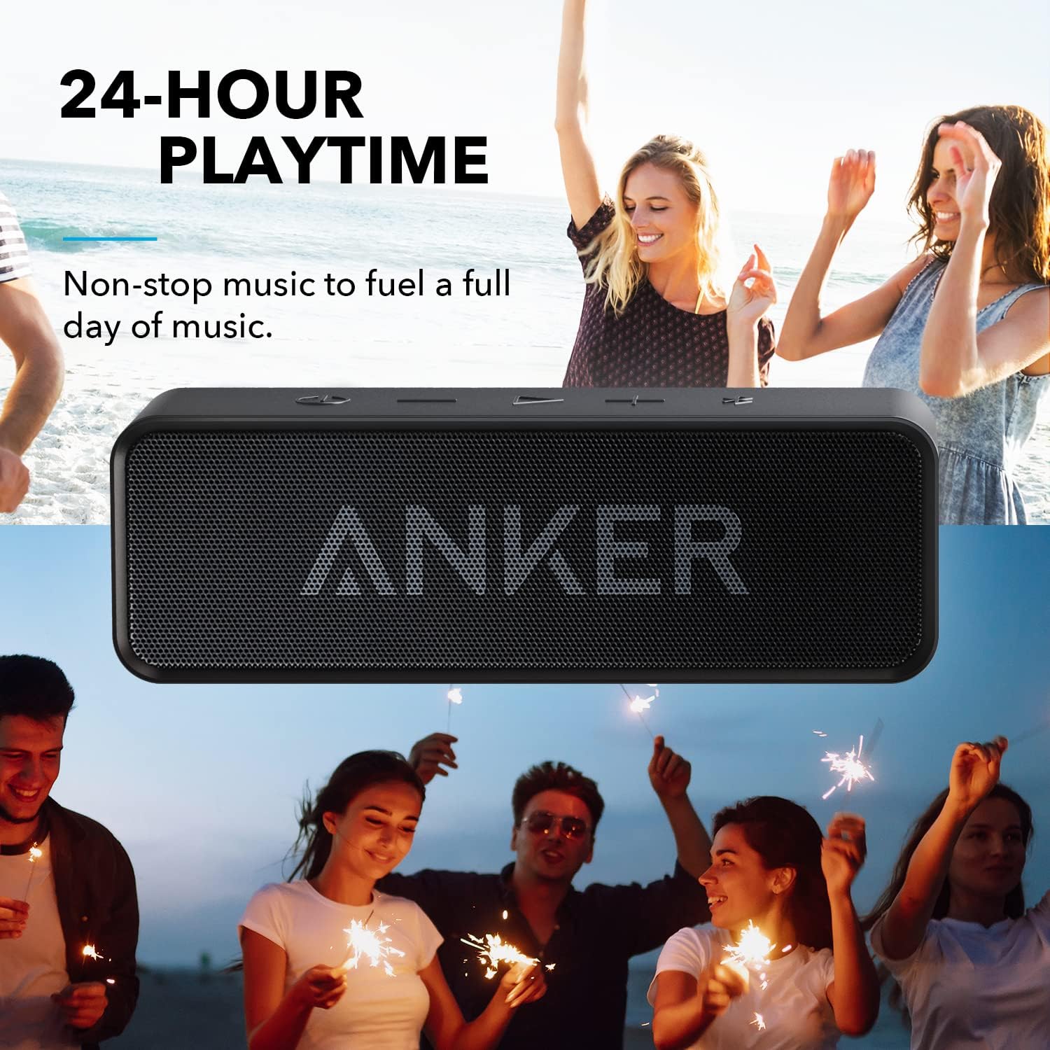 Anker Soundcore Upgraded Bluetooth Speaker with IPX5 Waterproof  Stereo Sound