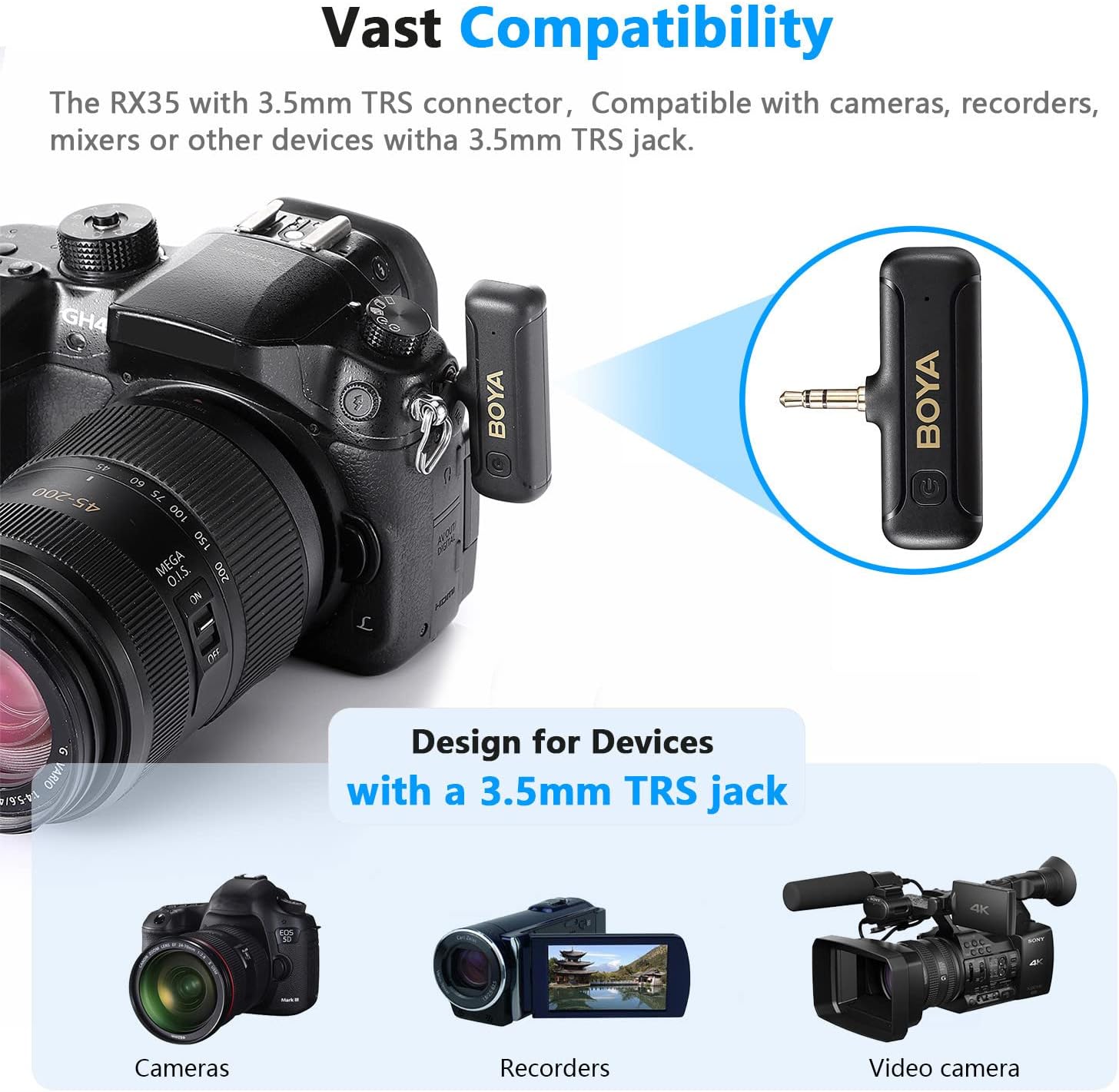 BOYA 2.4GHz AUX 3.5mm Wireless Microphone System (Two Mic) - Black BOYA 2.4GHz AUX 3.5mm Wireless Microphone System (Two Mic) - Black