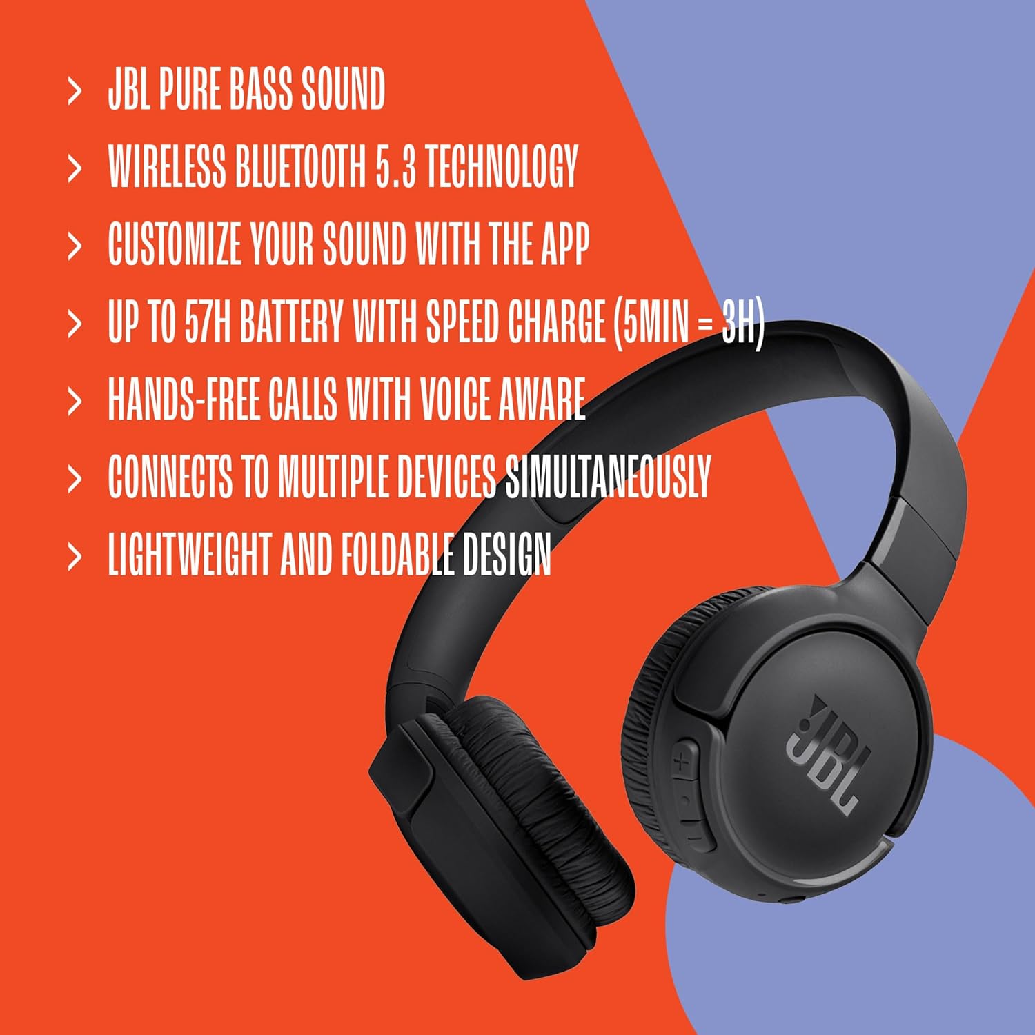 JBL Tune 520BT Wireless on-ear Headphones