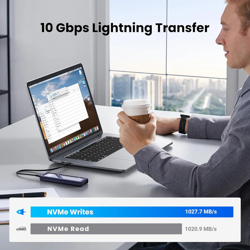علبة UGREEN لتحويل SSD M.2 NVMe إلى خارجي بسرعة 10Gbps
