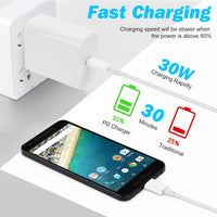 Google 30W USB C Charger PD QC 3.0 Fast Charger - White