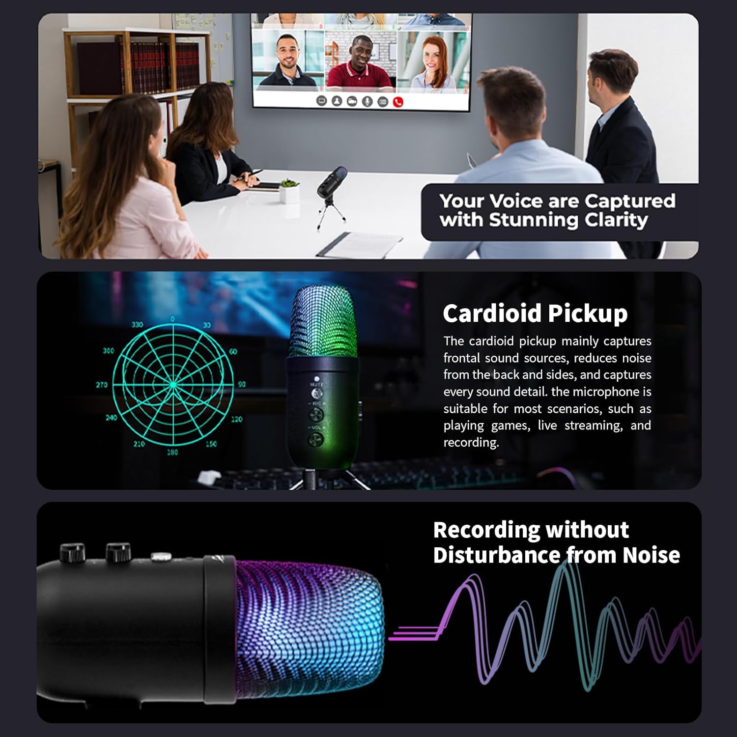 HAVIT High-Quality Recording Microphone with RGB Lighting HAVIT High-Quality Recording Microphone with RGB Lighting
