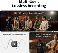 ميكروفون DJI Mic 3 اللاسلكي (جهازان إرسال + جهاز استقبال + علبة شحن) مع تحكم تكيفي في مستوى الصوت