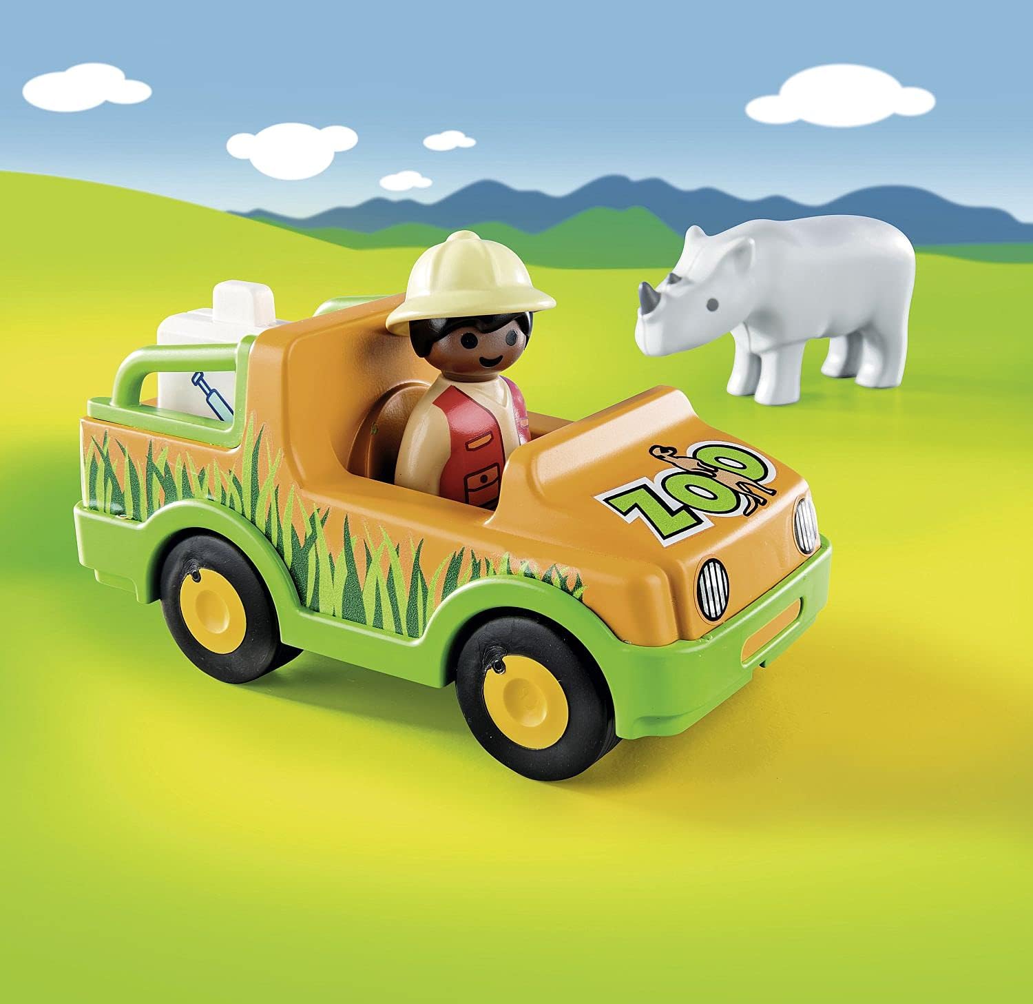 Playmobil 1.2.3 Zoo Vehicle with Rhino | Goseel Store