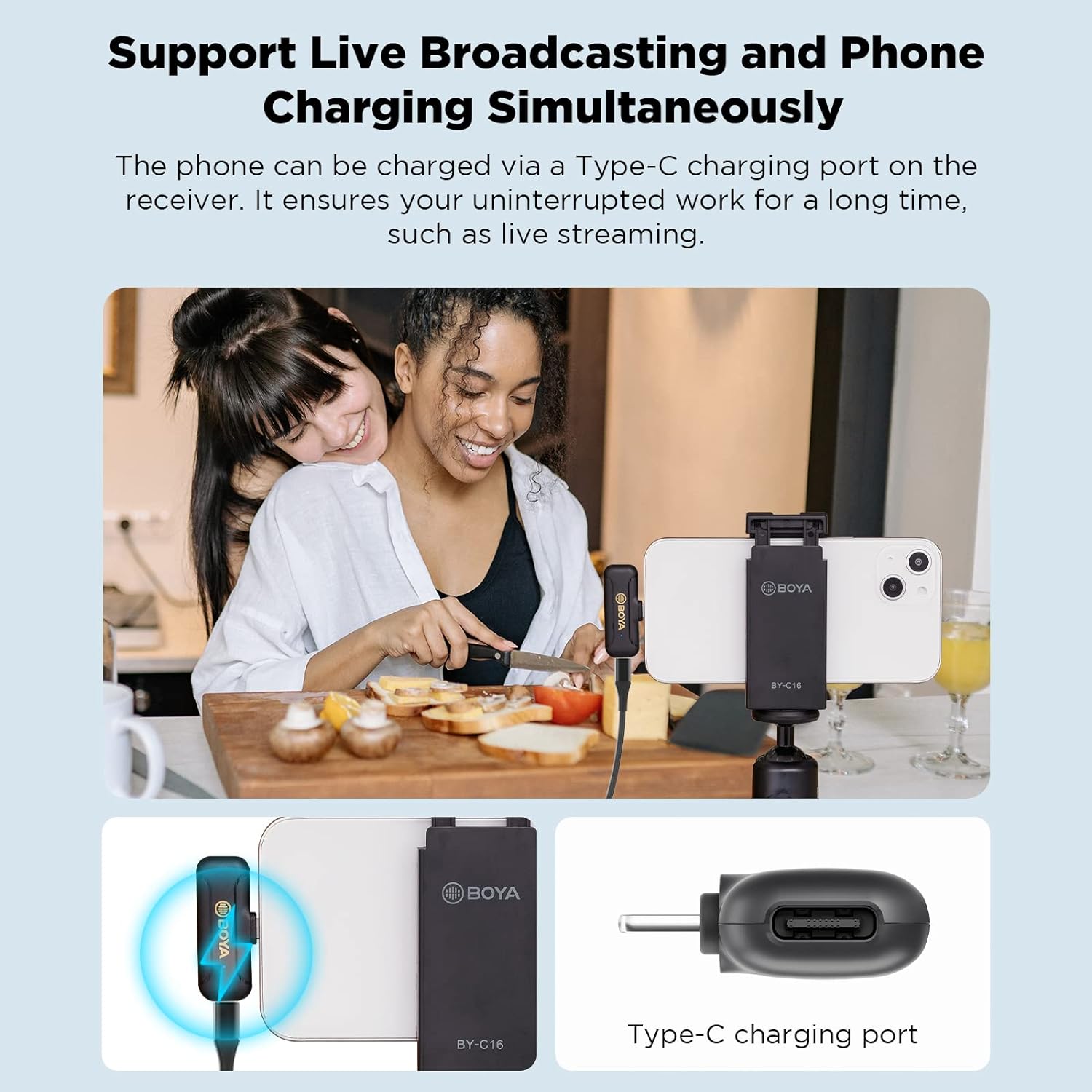 BOYA Wireless Lavalier Microphone for iPhone 2.4GHz Lapel Microphone Wireless with Noise Cancellation Plug&Play BOYA Wireless Lavalier Microphone for iPhone 2.4GHz Lapel Microphone Wireless with Noise Cancellation Plug&Play